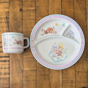 1987 Precious Moments Melamine Kids Plate and Cup Set
